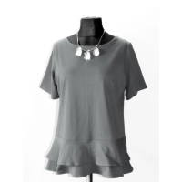 Elegancka Bluzka z falbankami idealna pod żakiet - szara